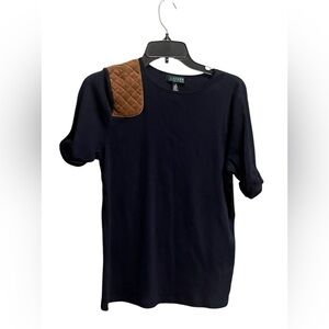 Ralph Lauren navy blue with suede patch